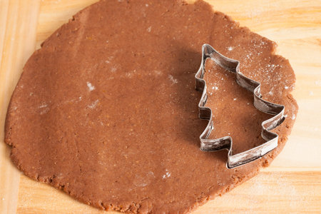 christmas gingerbread cookies baking processの写真素材