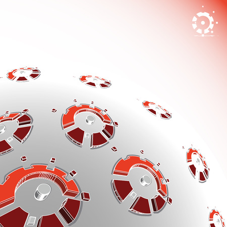 3D Background with orange gear shapes  のイラスト素材