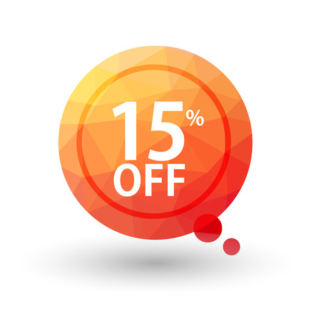 Orange triangular price vector bookmark 15 percent sale off. isolated のイラスト素材