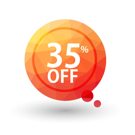 Orange triangular price vector bookmark 35 percent sale off. isolated のイラスト素材