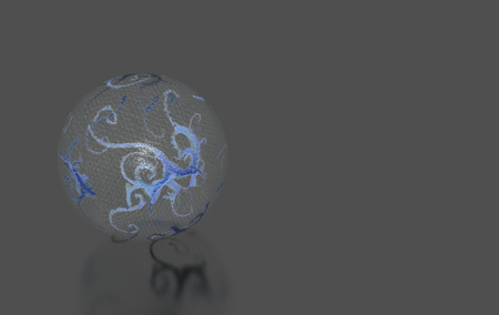 Fantasy transparent orb with blue swirl ornaments.の写真素材