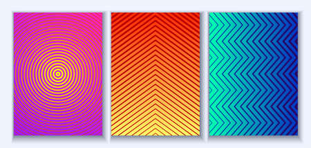 Set of abstract backgrounds for cover, flyer or advertising leaflet. Gradient lines. Vector illustration.のイラスト素材
