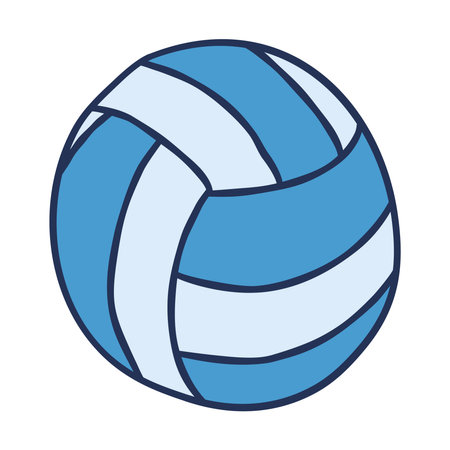 Vector Single doodle blue Hand drawn Volleyball Ball. Volley ball icon and symbol isolated on white background.のイラスト素材