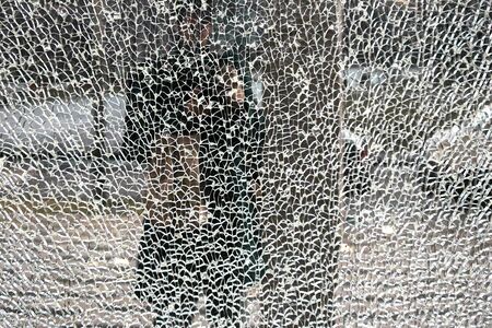 Cracked glass display case with a fine textureの写真素材