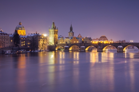 Charles bridge - Prague in winterの写真素材