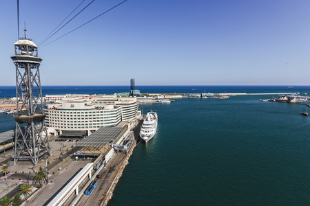 Old cable way in Barcelonaのeditorial素材