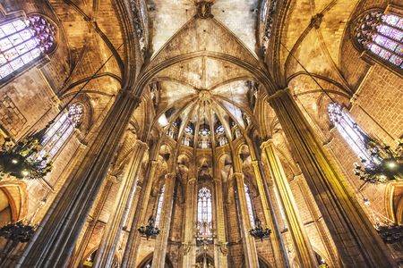 The interior of gothic catedralのeditorial素材