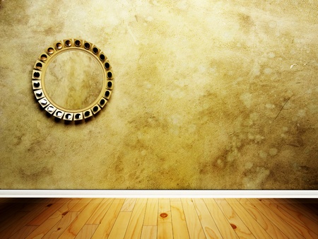 Interior design scene with a royal mirror on the wallの写真素材