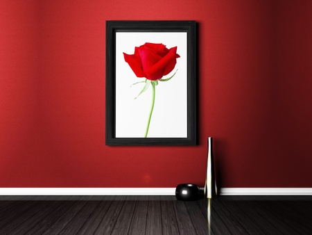 Interior scene with a beautiful picture and the vasesの写真素材