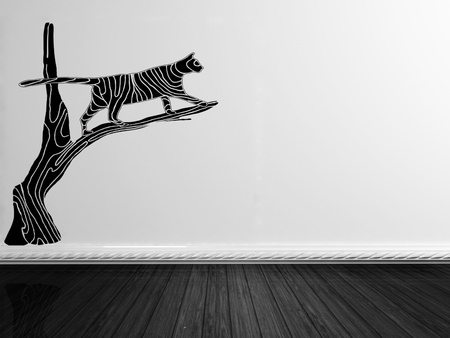 beautiful cat sticker on the wall in the interiorの写真素材