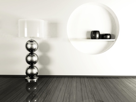 Creative floor lamp and a niche in the interiorの写真素材