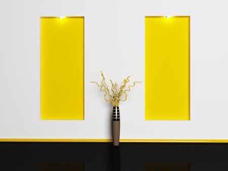 Interior design scene with a niche and a vase の写真素材