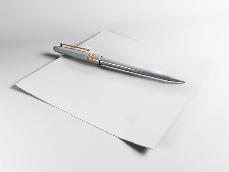 pen on  a blank sheet of paperの写真素材