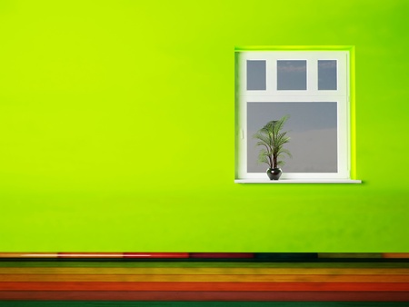 Interior design scene with a vase on the windowの写真素材