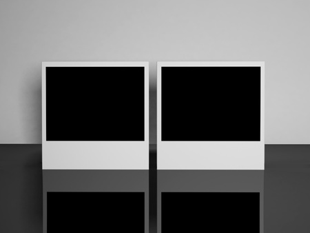 Classic two picture frames of instant image cameras, renderingの写真素材