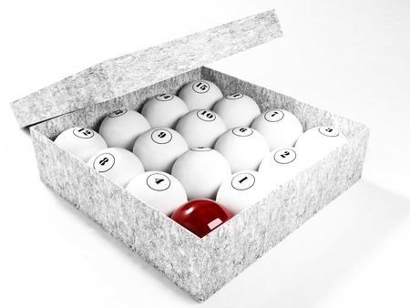 the nice billiard balls in the box, renderingの写真素材