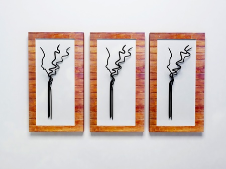 Three modern pictures on the wall, renderingの写真素材