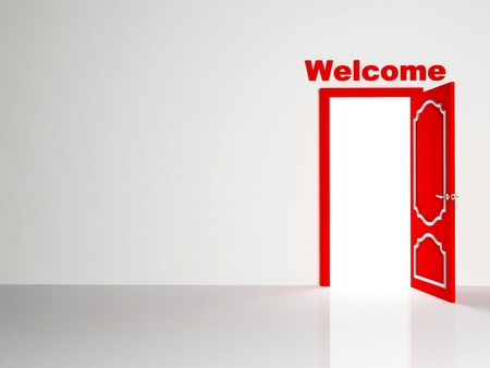 Interior design scene with a door, renderingの写真素材