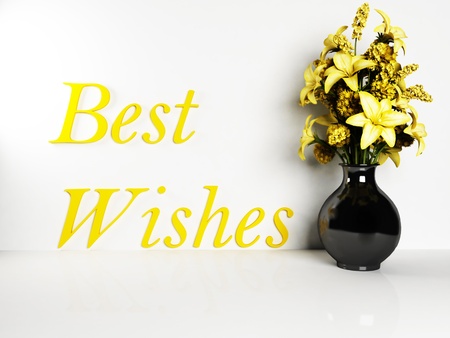 Nice yellow bouquet for holliday in the dark vaseの写真素材