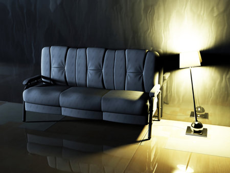 Modern  interior design of living room with a  sofa and  the lamp