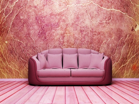 Interior design scene with a nice sofa on the grunge backgroundの写真素材