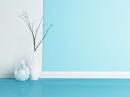 two beautiful vases in the interiorの写真素材