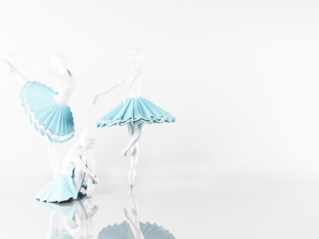 three beautiful statues of ballerinas, renderingの写真素材