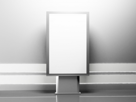 advertising billboard on white and gray  backgroundの写真素材