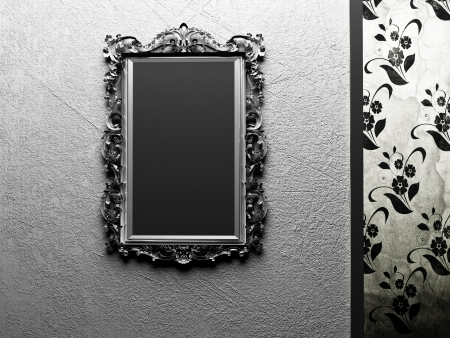 old mirror on the dark wall, renderingの写真素材