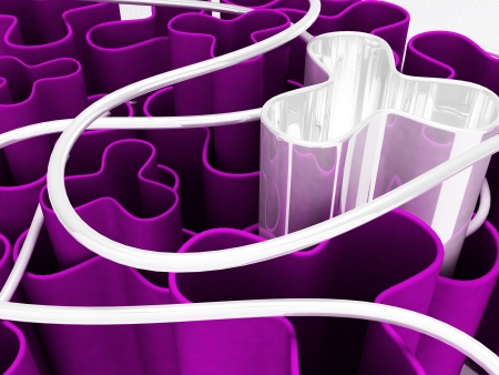 abstract composition with several bulking objects and the pipesの写真素材