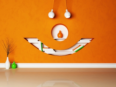 Stylish shelf in the shape of a faseの写真素材