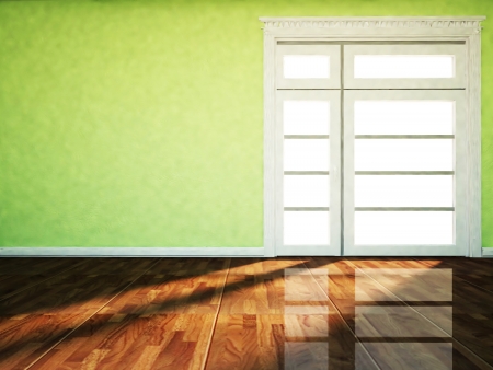 a big window in the empty room, renderingの写真素材
