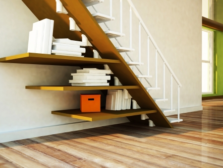 using the space under the stairs, renderingの写真素材