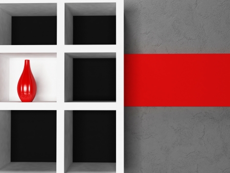 a vase on the shelf, renderingの写真素材