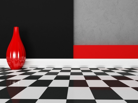 a vase in the empty room, renderingの写真素材
