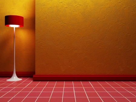 floor lamp is standing in the empty roomの写真素材