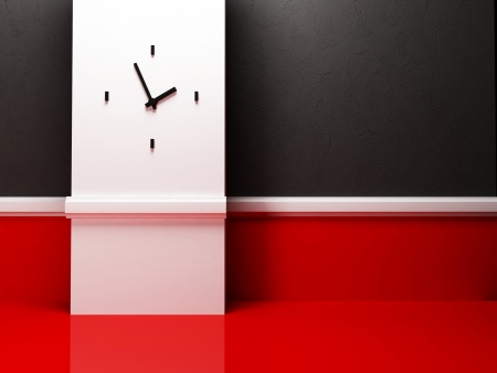 empty room with the clock on the wallの写真素材