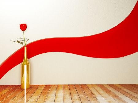 a rose in the golden vase, renderingの写真素材