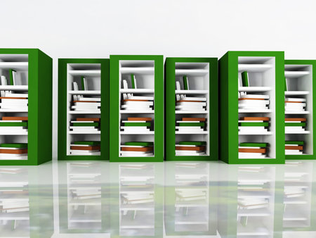 many books in the bookcases, renderingの写真素材