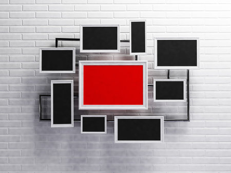 many pictures on the wall, rendering