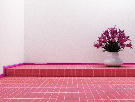 the pink flowers in a vaseの写真素材