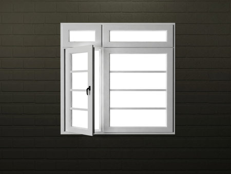 window on the dark wall, 3d rendering