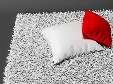 two pillows on the carpet 3d renderingの写真素材