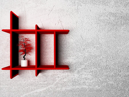 red plant on the shelfの写真素材