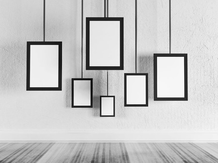 many picture in the white roomの写真素材