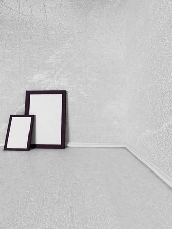 two pictures in the white roomの写真素材