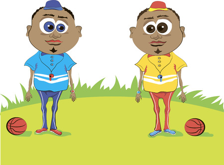 two basketball coaches are in the yardのイラスト素材