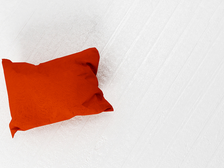 red pillow on the floor, 3d renderingの写真素材