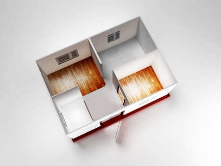 small house, top view, 3d renderingの写真素材