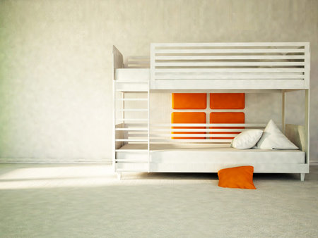 white bunk bed,  part of the bedroom, 3d rendering